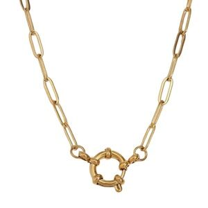 Gold Chain Charm Clasp Necklace (1217)